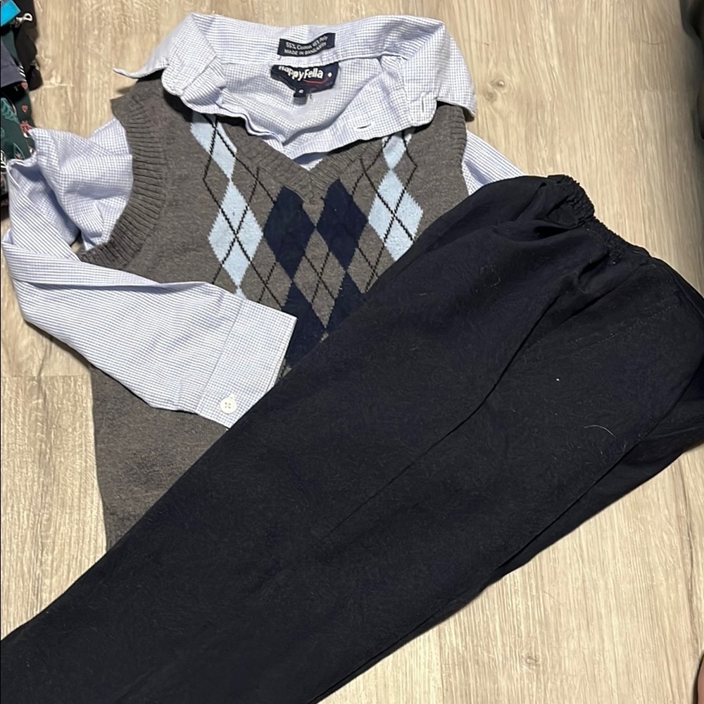 Boy's Argyle Sweater Vest‎ - Gray and Blue